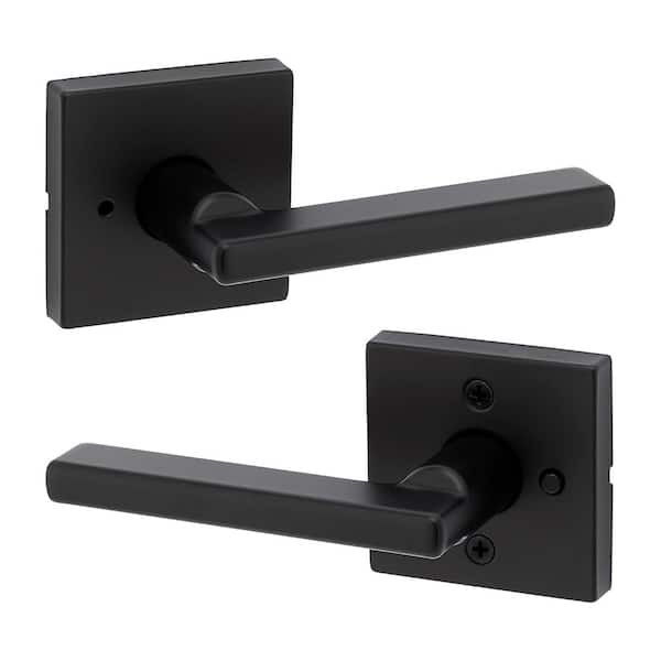 Halifax Square Matte Black Privacy Bed/Bath Door Handle with Lock (97300-949) Halifax Square Matte Black Privacy Bed/Bath Door Handle with Lock (97300-949)